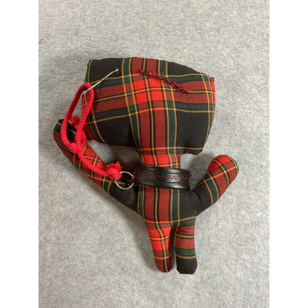 Handmade Plaid Tartan Plush Art Toy Punk Monster Red Green 9 Inch